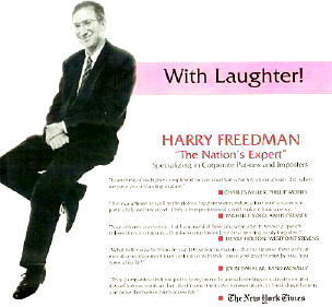   Harry Freedman, "The Nation's Expert" - booking information  